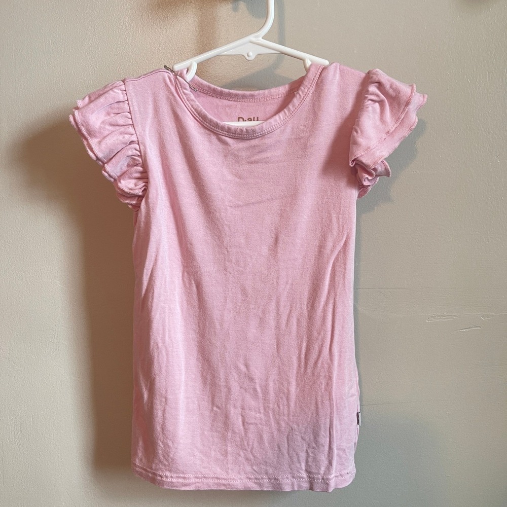 Little Sleepies Pink Bamboo Top | 3T | Ruffle Short Sleeve | Valentines